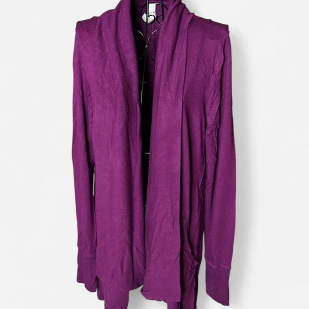 Athleta Purple Draped Open Front Cardigan Womens Medium Modal Lounge Comfort